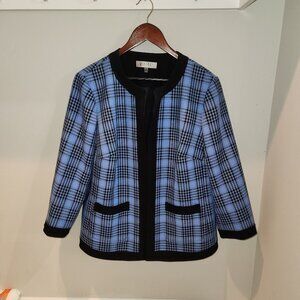 Kasper Womens Blue & Black Plaid Jacket Size 16W